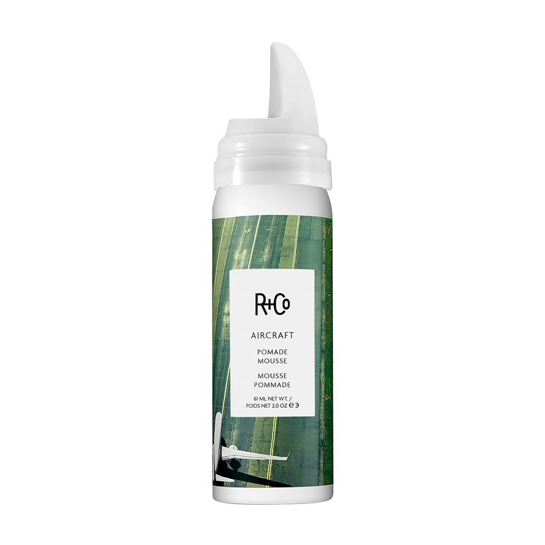 R+Co Aircraft Pomade Mousse | Lightweight Mousse for Texture, Volume & Definition | Anti-Frizz Hair Styling Foam for Tousled, Lived-In Looks | Vegan, Cruelty-Free & Paraben-Free | 2 Fl Oz Travel Size