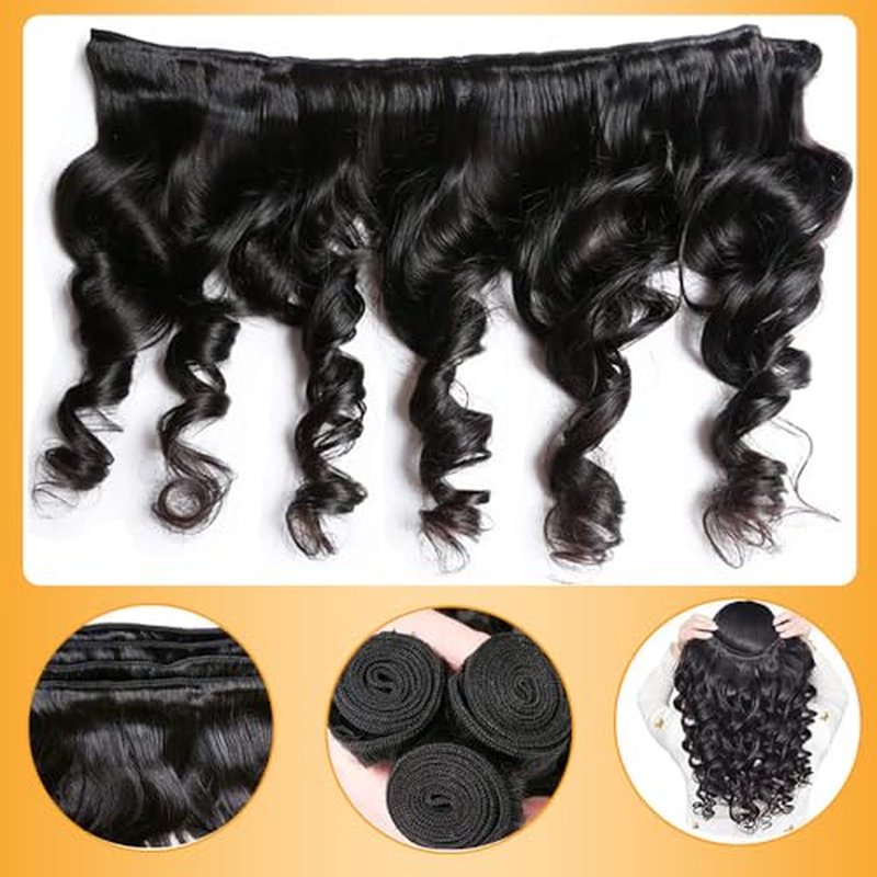 QTHAIR Brazilian Human Hair Loose Wave Bundles 16A Grade Brazilian Loose Weave 1 Bundles Deal (30",100g) Human Hair Natural Color