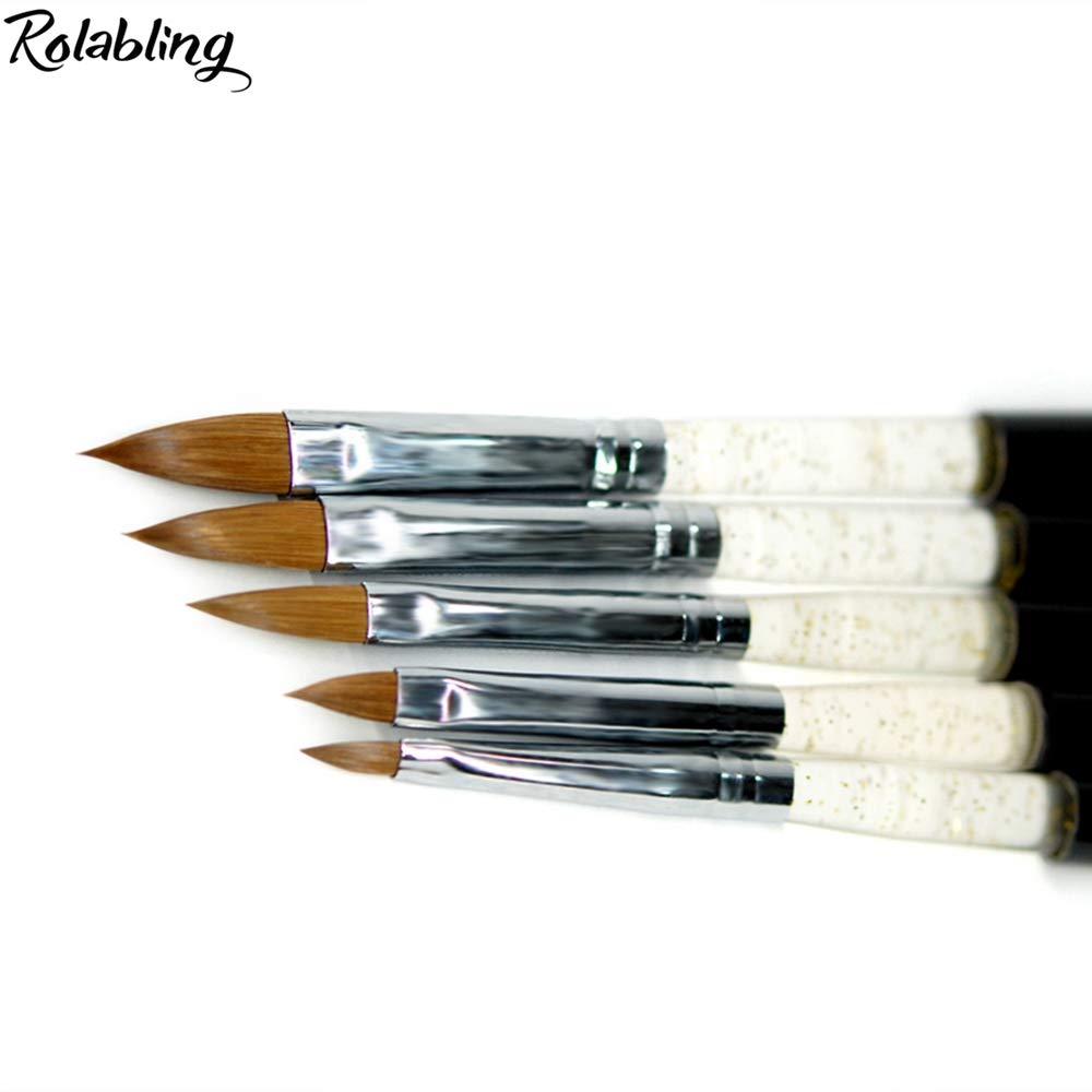 Rolabling 5Pcs Kolinsky Acrylic Nail Brush Nail Painting Pen Brushes Set