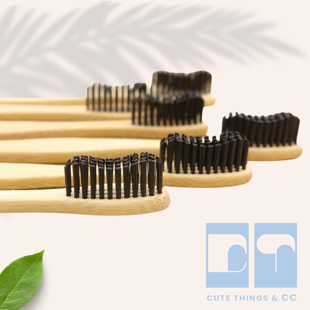 CUTE THINGS & CC Eco-Friendly Mouthcare Bundle: 2pk Essential Palace Neem Toothpaste Makes 13 OZ, Combo & 2pk Bamboo Brushes