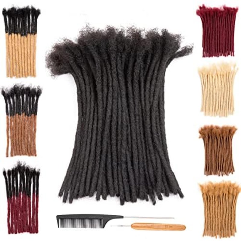 DAIXI 0.4cm and 0.2cm 0.6cm 0.8cm Options 4-18 Inch 60 Strands 100% Real Human Hair Dreadlock Extensions for Man/Women Handmade Permanent Loc Extensions Bundles Can Be Dyed Bleached Curled and Twisted