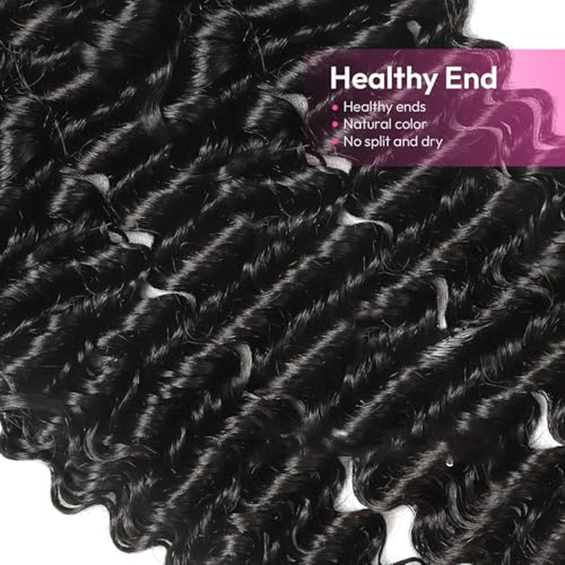 Bundles Human Hair Deep Wave 18 20 22Inch 12A Deep Curly Bundles Human Hair Extensions 100% Unprocessed 3 Bundle Brazilian Virgin Human Hair Extensions Wet and Wavy Double Weft Bundles Natural