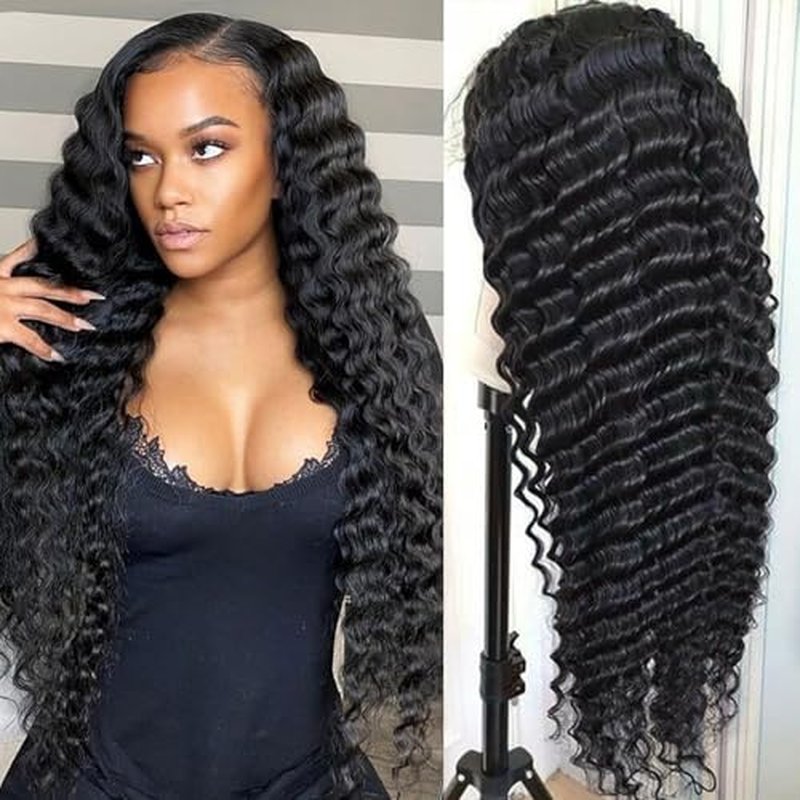 13x6 Deep Wave Lace Front Wig Human Hair, 180% Density, Natural Look, Easy to Style, Perfect for Daily Wear & Parties, Long-Lasting Shine, 24 inch