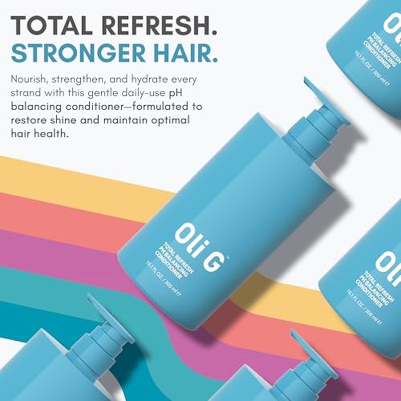Oli G Total Refresh pH Balancing Hair Conditioner ? Lightweight Daily Conditioner for All Hair Types ? With Marula Oil, Shea Butter, Botanical Proteins ? Detangles, Softens & Smooths ? 10 fl oz