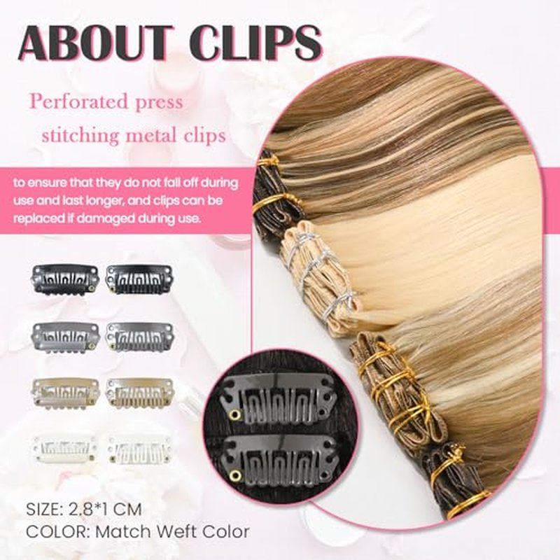 Aison Dark Brown Clip in Hair Extensions Real Human Hair 115G 100% Soft Silky Straight 7pcs 16 clips (22 Inch #2)