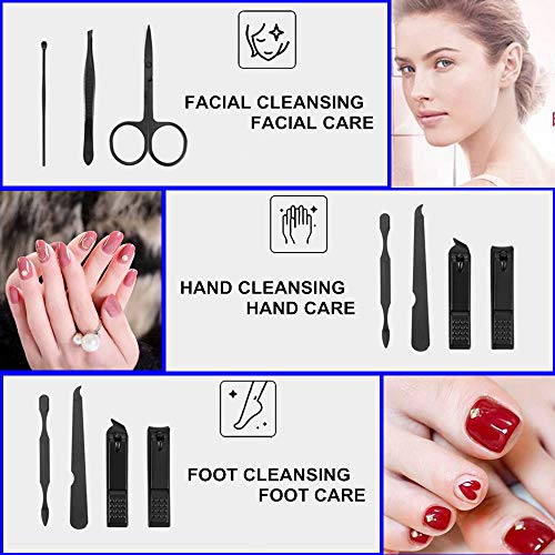 7pcs Manicure Set, Nail Clippers Kit, Stainless Steel Manicure Kit, Nail Clipping Tools Portable Travel Grooming Kit, The Best Gift with Luxurious Case (Black-7)