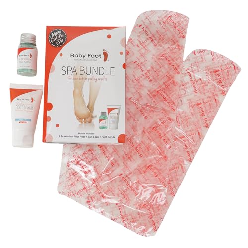 Baby Foot Spa Bundle - Original Exfoliant Foot Peel + Premium Salt Soak and 1 Foot Scrub - Baby Feet Smoothening Foot Peel, Soak and Scrub - Citrus scent - Baby Soft Foot Exfoliation Bundle Set