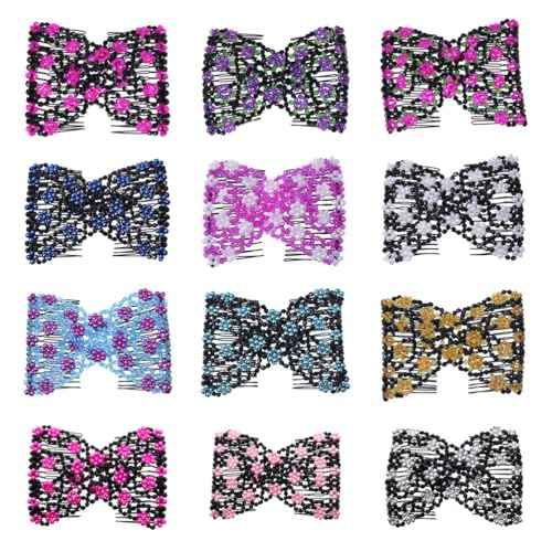 Ruihfas Magic Hair Side Combs Stretch Double Clips Hair Combs Bun Maker Tool for Women Girls Thick and Thin Hair Styling Accessories, Pack of 6