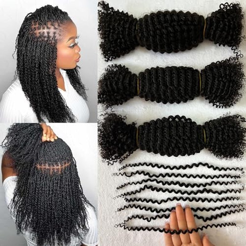Springy Afro Twist Human Pre Separated Bulk Hair Extensions Mini Kinky Curly Twist With Extensions Crochet Braids Bundles Marley Twists Braiding Hair for Women 22 Inch 100g