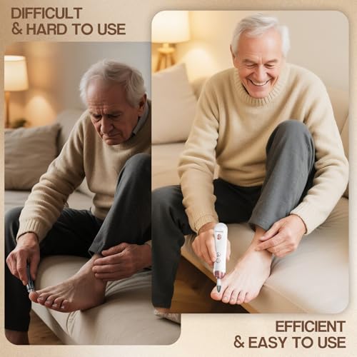 Eletorot Electric Nail File Set for Seniors, 8 in 1 Toenail Grinder Kit for Thick Nails, Professional Manicure and Pedicure Kit, Cordless Pedicure Tools for feet, 5 Speeds Nail Drill Machine