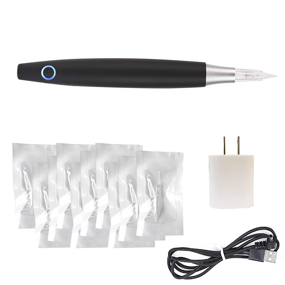 Permanent Eyebrow Makeup Pen - Rotary Tattoo Machine with 10PCS Needles for Eyebrows, Eyeliners, Lips | Black AP686B