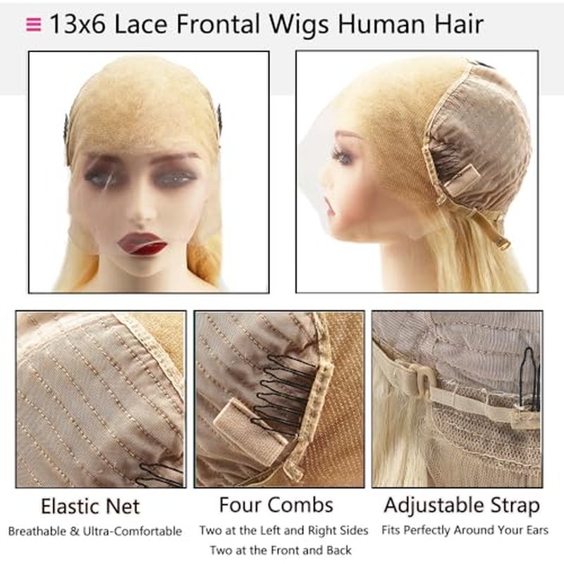 613 13x6 Lace Front Wig Human Hair Blonde Body Wave Glueless HD Lace Frontal Wigs Pre Plucked with Baby Hair for Black Women 180% Density 28 Inch