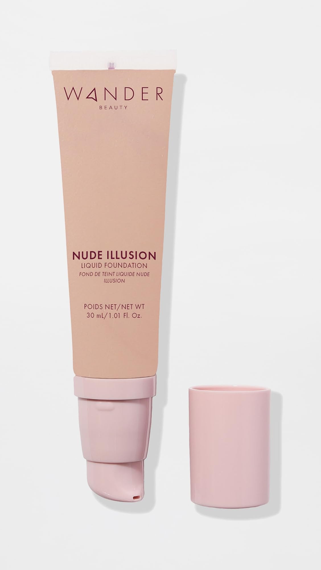 "Nude Illusion Liquid Foundation - Tan - Medium to Full Coverage Foundation with Niacinamide & Lotus Extract - Natural Skin Finish - Blurs, Conceals & Contours - Travel-Friendly Tube"