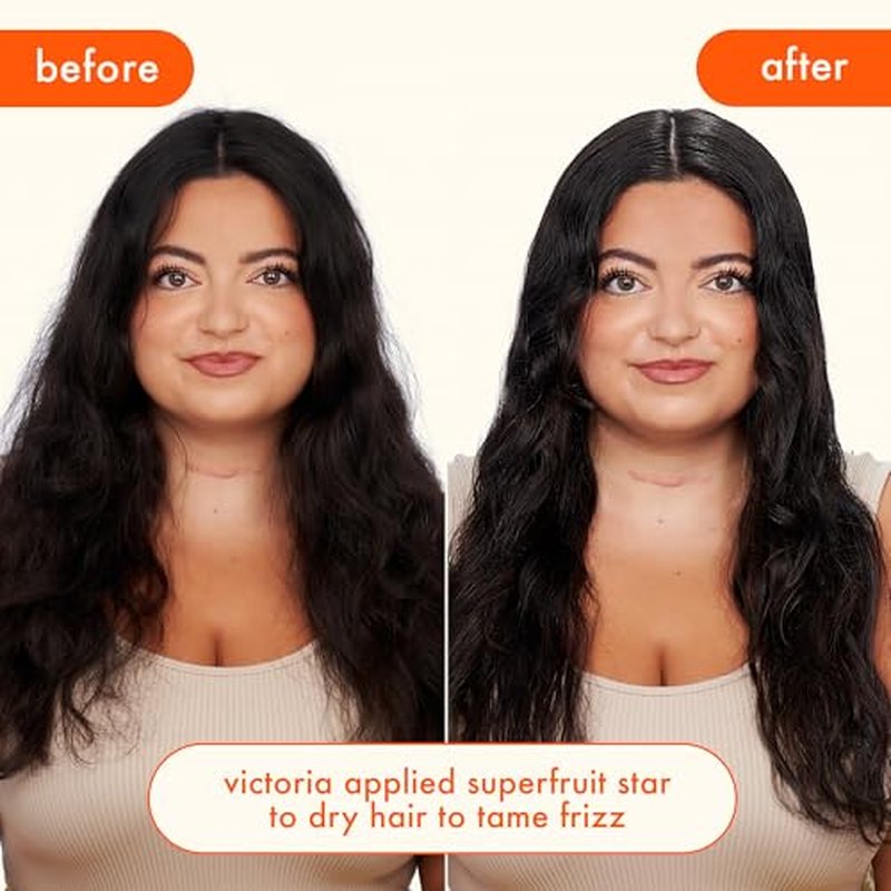 amika superfruit star lightweight hair styling + heat defense oil | heat protection, strengthen + reduce breakage, smooth frizz, add glossy shine | for all hair types