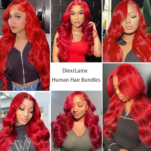 Burgundy Bundles Human Hair Bright Red Body Wave Bundle 22 22 22 Inch Peruvian Virgin Hair 3 Bundles Red Bundle Hair Weave 100g/Pc
