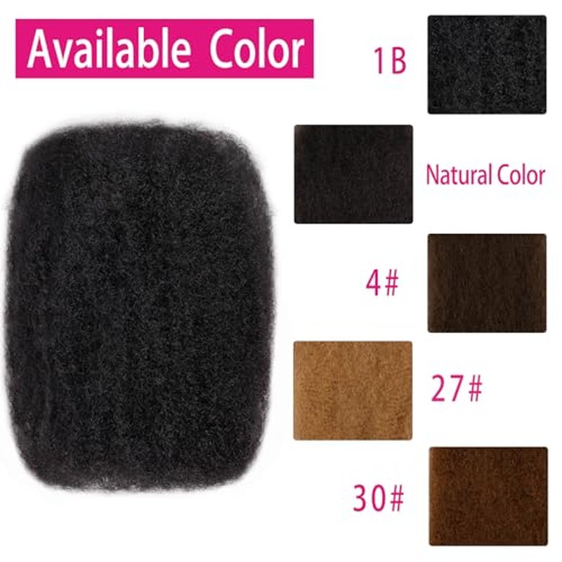 Afro Kinkys Bulk Human Hair For Braiding Afro Kinky-Curly Human Hair Bulk For Mini Twist Hair 18Inchs 50g/pack Bulk Human Braiding Hair For Micro Locs Extensions (1B, 18Inchs,50g/pack)