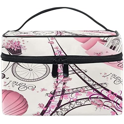 Travel Cosmetic Bag Paris Eiffel Tower Flower Toiletry Makeup Bag Pouch Tote Case Organizer Storage For Women