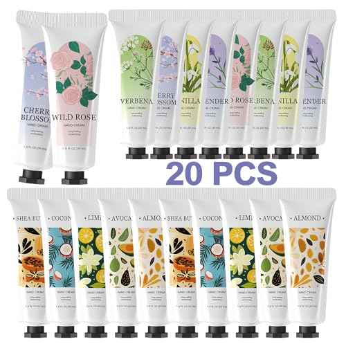 spa luxetique 20 Pack Hand Cream Gifts Stocking Stuffers for Women Hand Lotion for Dry Cracked Travel Size Mini Moisturizing Lotion Gifts for Women Appreciation Gifts 20 x 1.0 oz/30ml