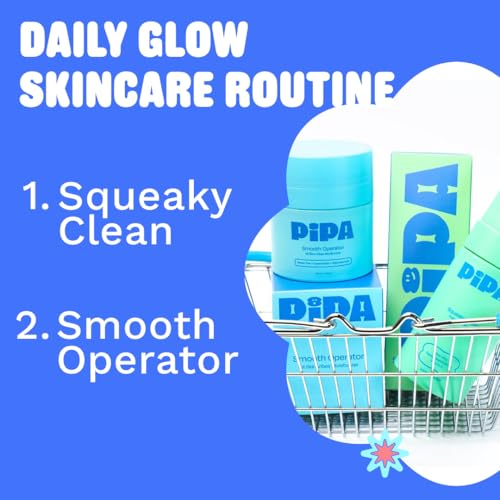 Pipa Skincare Daily Glow Bundle for Kids & Tweens ? Smooth Operator Moisturizer, Squeaky Clean Cleanser & Cute Pouch for Gentle, Hydrating, and Effective Daily Skincare - Kids Skin Care Gift Set