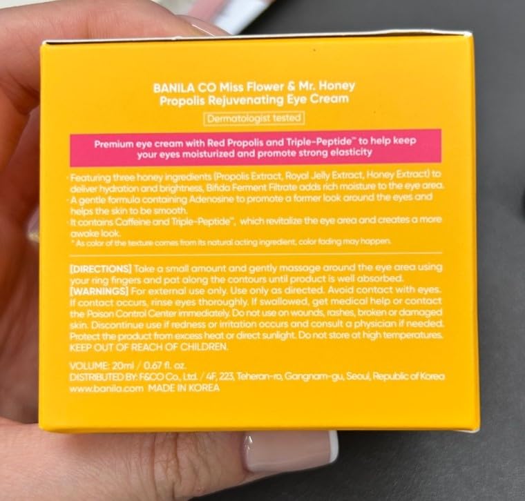 Miss Flower & Mr Honey Propolis Rejuvenating Eye Cream - Nourishing Korean Skincare with Propolis & Royal Jelly | 20 ml