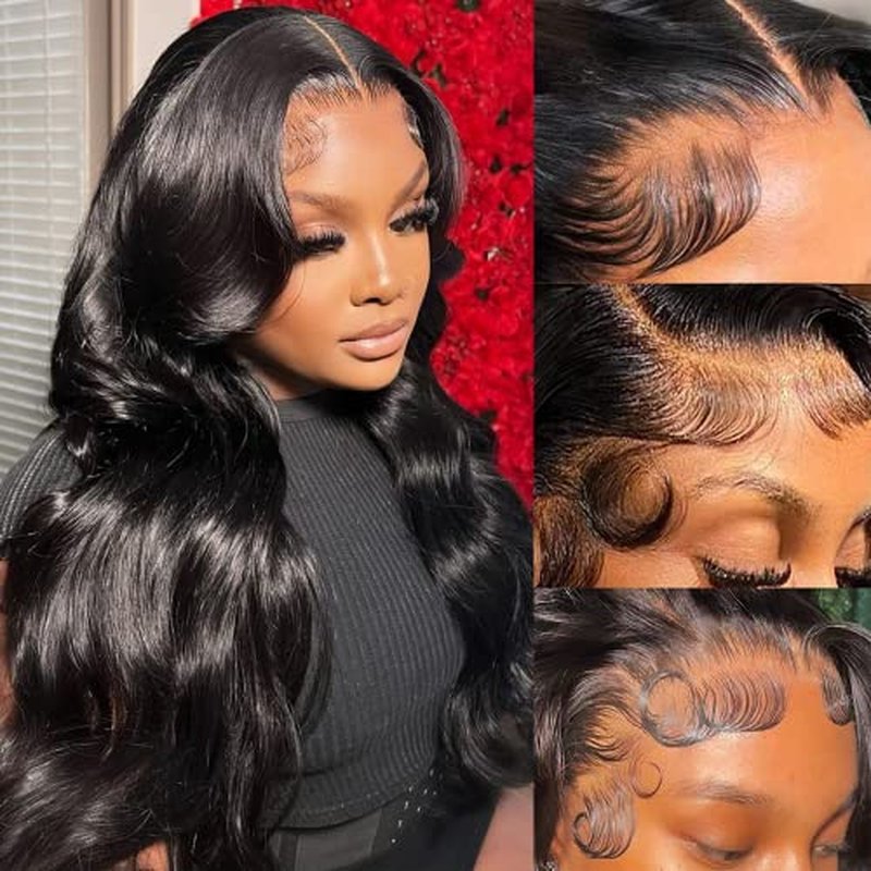 Body Wave Lace Front Wigs Human Hair 13x4 HD Transparent Lace Front Wigs Human Hair Pre Plucked 180 Density Brazilian Virgin Human Hair Glueless Wig for Women Natural Hairline 18 Inch
