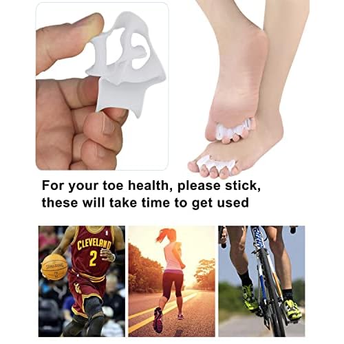 2Pairs Toe Separators Toe Spacers for Women Men to Correct Bunion, Relieve Feet Pain, Foot Alignment, Toe Straighteners for Hammertoes, Plantar Fasciitis (M, Women Shoe Size 9-12.5, Men: 7-11)