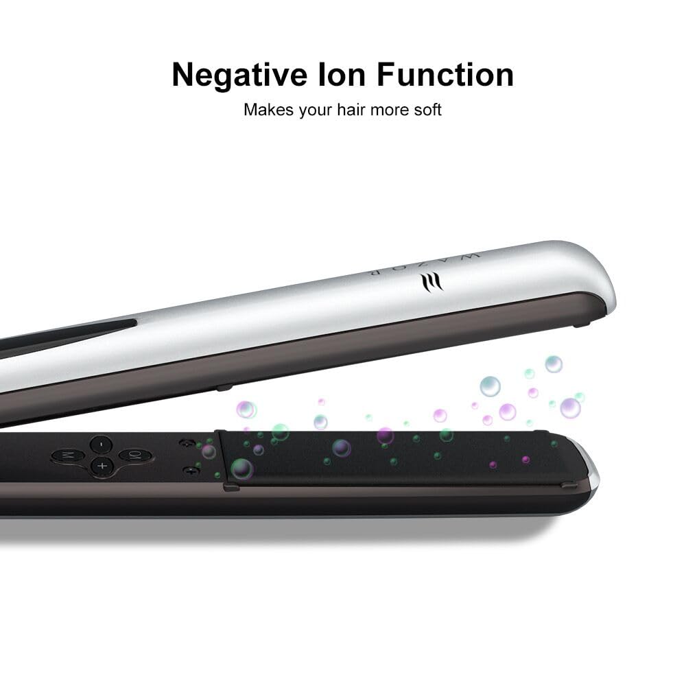 Hair Straightener Flat Iron and Curler 2 in 1 Professional Ceramic Flat Iron Instant Heat Up with Automatic Shut Off and Digital LED Display, Adjust Temperature from 284℉ to 446℉, 1 inch Sliver