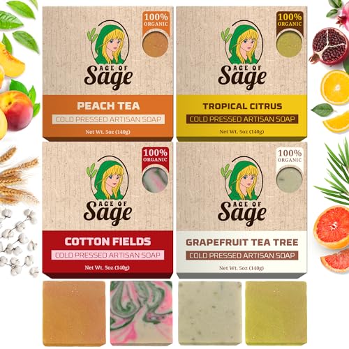 Natural Bar Soap Gift Set for Women Vegan Bath H made Cold Process Artisan with Essential Oil, Aromatic All Moisturizing Wash Soaps, Fragrant Victorian Scent (4 Pack) 1 Count (Pack of 4)