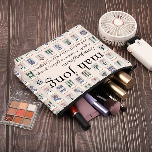 PLITI Mahjong Gifts Funny Mahjong Player Gifts Mahjong Lover Bag Mahjong Board Game Fan Gift Mahjong Definition Makeup Bag (Mahjong Noun Bag), cosmetic bag-1