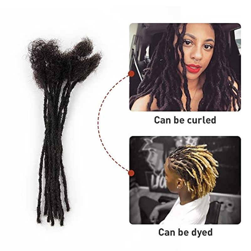 Loc Extensions Human Hair 0.2cm Width 8Inch-16Inch 20 Strands Dreadlock Extensions for Man/Women Handmade Permanent Soft Locs with Needle and Clips (14Inch, 20 Strands)