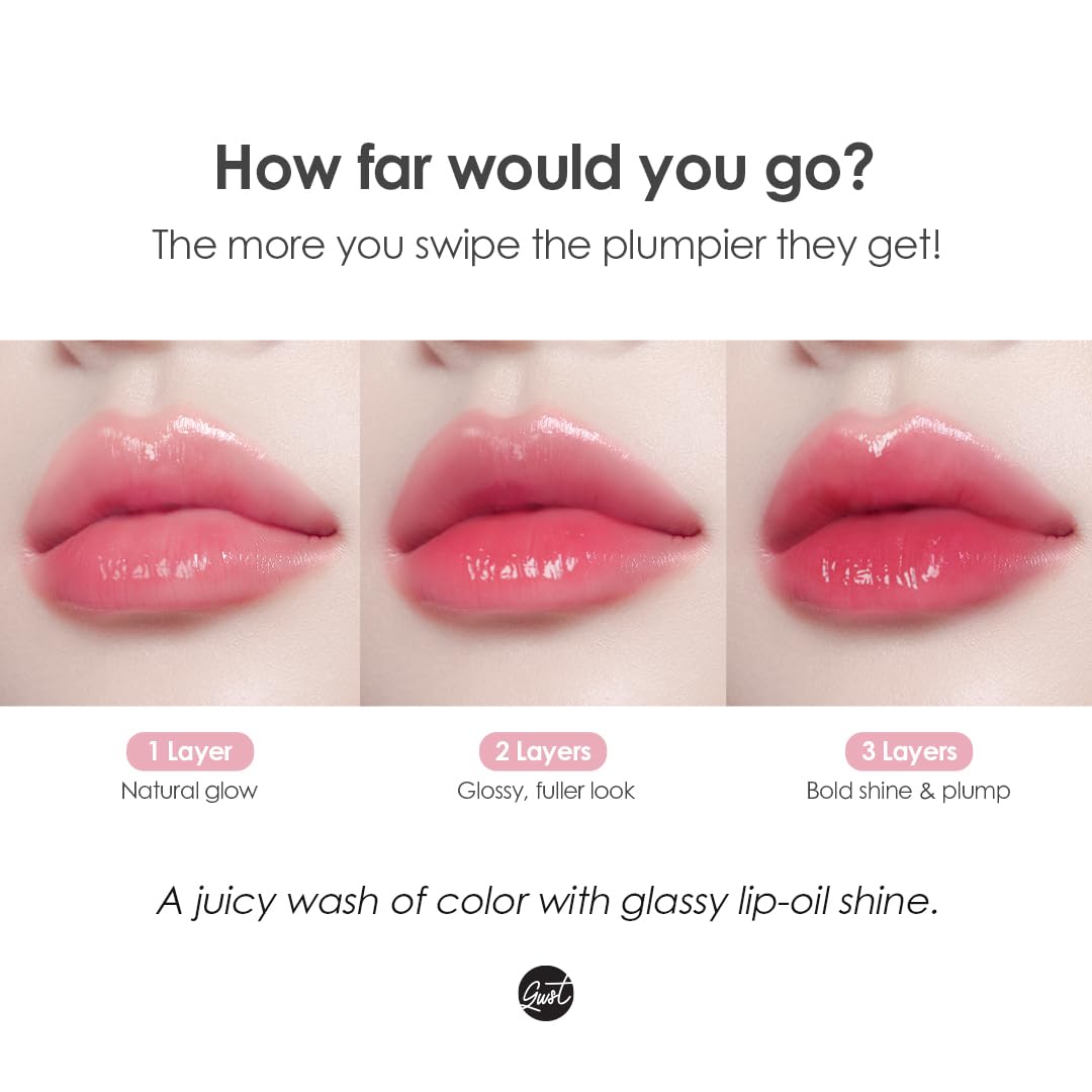 glowiest Dream Glow Tinted Lip Oil ; 3-in-1 Formula: Lip Gloss with a high shine finish, Non-sticky Long Lasting | Korean Plumped Tinted Lip Oil - 0.19 fl. oz. 5.7 ml (004 ROSEWOOD, Original)