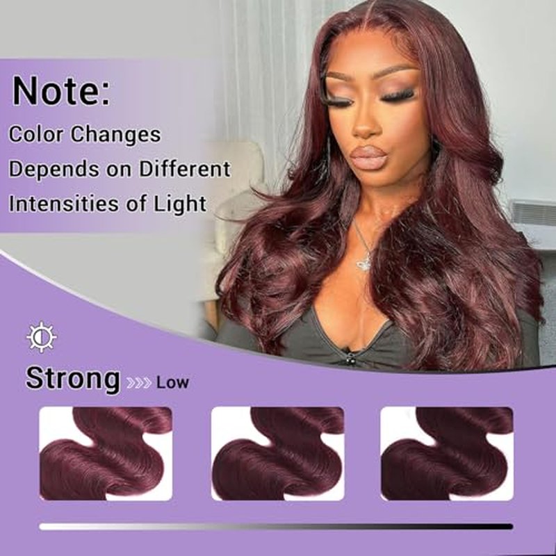 99J Body Wave Human Hair Bundles Burgundy Dark Red Wine Color Body Wave Bundles 100% Real Human Hair And True To Length 14 16 18 Inch 3 Pcs/Pack
