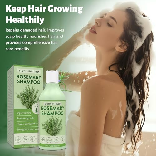 Biotin & Rosemary Hair Growth Shampoo?Natural Formula for Thinning Hair & Hair Loss, Promotes Thicker, Fuller Hair,Hair Growth Shampoo for Men and Women - 10.15 fl OZ