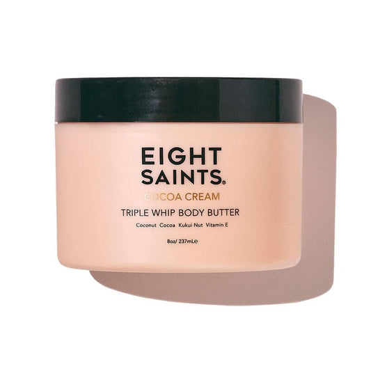 Eight Saints Cocoa Creme Body Butter, Body Cream With Coconut Oil, Cocoa, and Kukui Nut, Intense Hydration and Nourishing Moisturizer, 8 Ounces