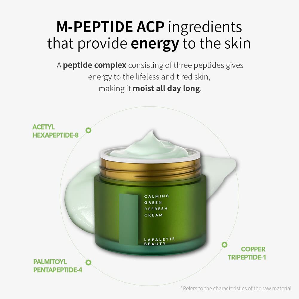 lapalette Calming Green Refresh Cream | Green tea | Hydrating for trouble and sensitive skin | Vegan Sticky-Free, Cruelty-Free, Paraben-Free | K-beauty 60ml/2.02 fl.oz.