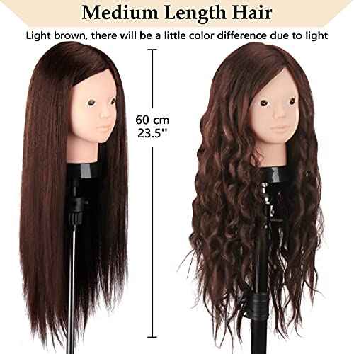 Mannequin Head Human Hair, Beauty Star Doll Head for Practice Hair Styling, 80% Real Hair Cosmetology Makeup Hairdressing Training Manicanequin Head with Clamp Stand + DIY Braiding Set