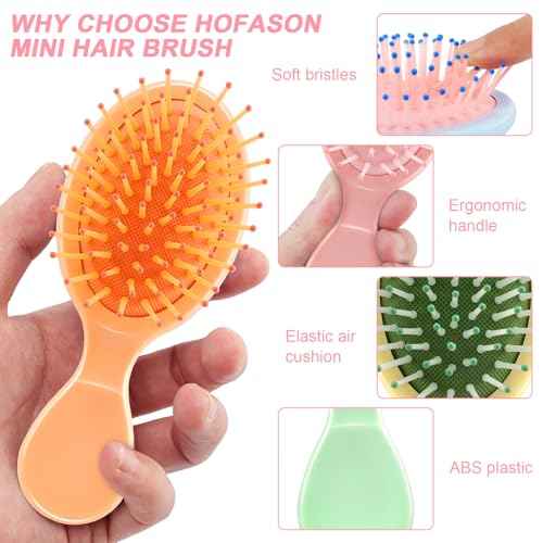 HOFASON 28 Pieces Bulk Mini Wet Hair Brush & Mini Combs Set for Kids Girls Women, Bridesmaid Gifts, Spa Party Supplies, Summer Stuff, 14 Travel Small Brush for Hair 14 Fine Wide Hair Combs for Boy Men