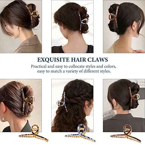 Hair Clip, 3 Pack - Large Metal Hair Claw Clips for Women's Thick or Thin Hair, 3 Styles, Practical, Sturdy - Perfect for Long Hair, Short Hair, Daily or Special Occasions