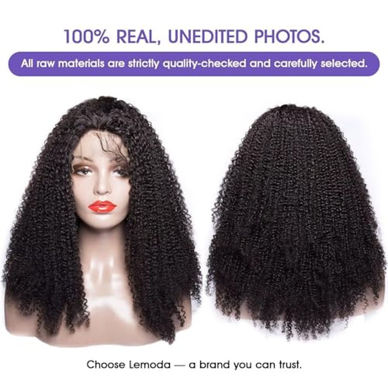 Lemoda 13x4 Burmese Kinky Curly Lace Front Human Hair Wigs 26Inch Outlets Sale 210 Density Deep Curly 13x4 HD Transparent Lace Frontal Wigs For Women Pre Plucked