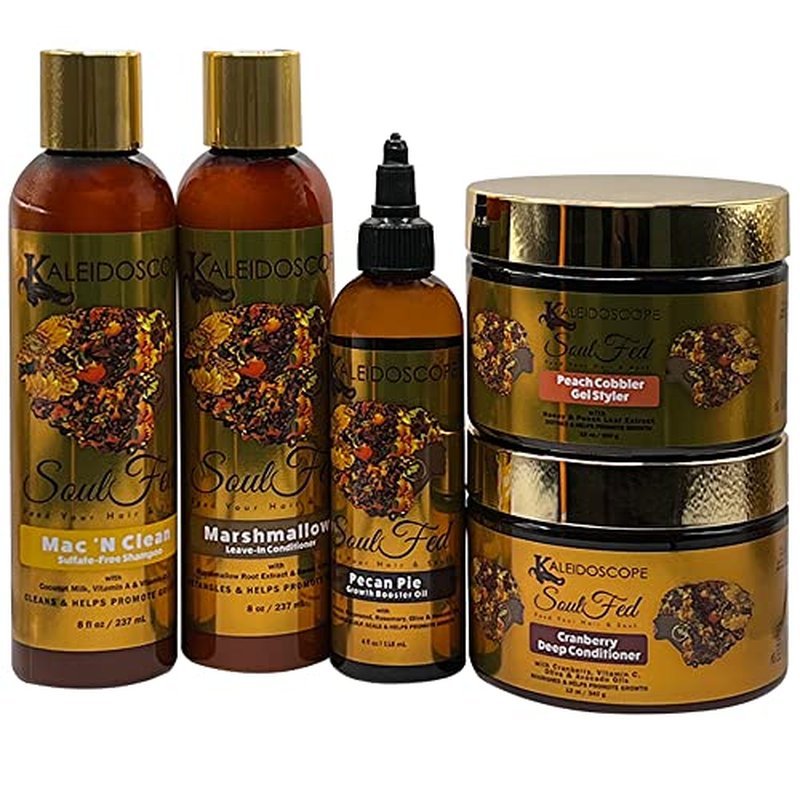 Kaleidoscope - SoulFed Collection ? Moisturizing, Breakage Reducing & Growth Booster - For Dry & Brittle Hair ? Shampoo, Leave-In Conditioner, Deep Conditioner, Styler Gel, Growth Booster Oil ? Hair