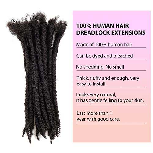 Orientfashion 8inch Textured loc Extensions Human Hair Curly Ends 0.6 Thickness Full Hand-made Permanent Dreadlock Extensions Human Hair for Women/Men(8inch 0.6cm-20strands,#27)