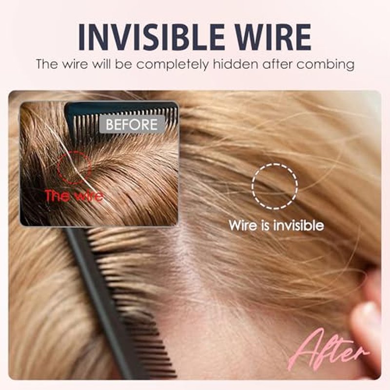 TESS Human Hair Extensions Halo Remy Hair 20 Inch Straight Adjustable Invisible Wire Easy to Use Clip in, Dark Black