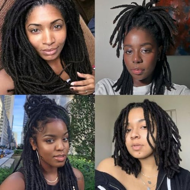 Loc Extensions Human Hair,20 Inch 0.6cm Pencle Size Dreadlock Extensions Human Hair for Women Men Full Handmade Permanent Dreads Locs(Natural Black 40 Strands)
