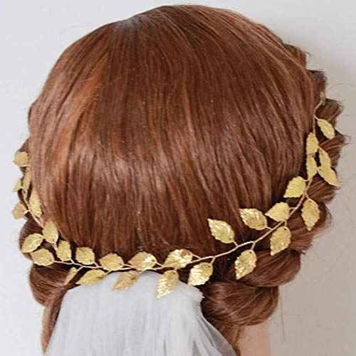 Bridal Leaf Hair Vine Delicate Handmade Leaves Hair Chain Gold Wedding Hair Accessories Jewelry for Bride and Women (Gold)