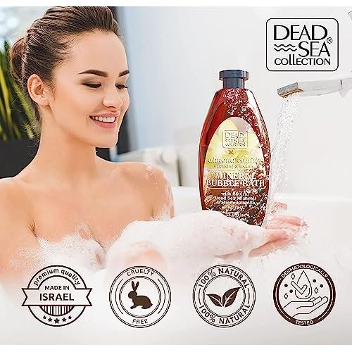 Dead Sea Collection Bubble Bath with Almond Vanilla for Women and Men - Sweet Almond Oil and Dead Sea Salt - Nourishing and Moisturizing Skin - Pack of 2 (67.6 fl.oz)