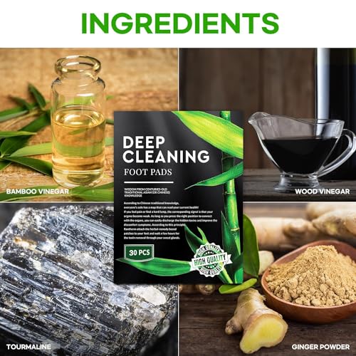 Premium Deep Cleansing Foot Patches Pads: Bamboo Wood Ginger Feet Pads for Promoting Daily Relaxation and Sleeping 30 Packs