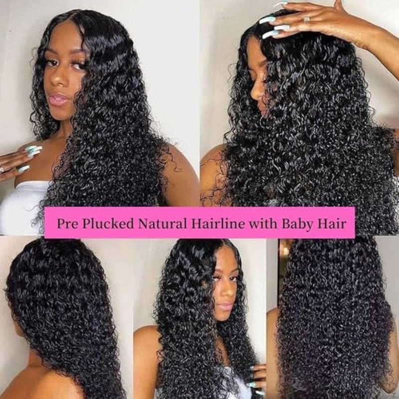 Glueless Wigs Human Hair Pre Pluck 180% Density 13x4 Wet and Wavy Water Curly HD Lace Front Wigs Human Hair Pre Pluck with Baby Hair Wigs for Black Women (28inch£©