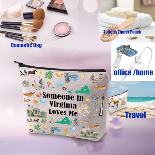 PXTIDY Virginia Travel Makeup Bag Long Distance Relationships Gift Someone In Virginia Loves Me Bag Virginia Souvenir Gift