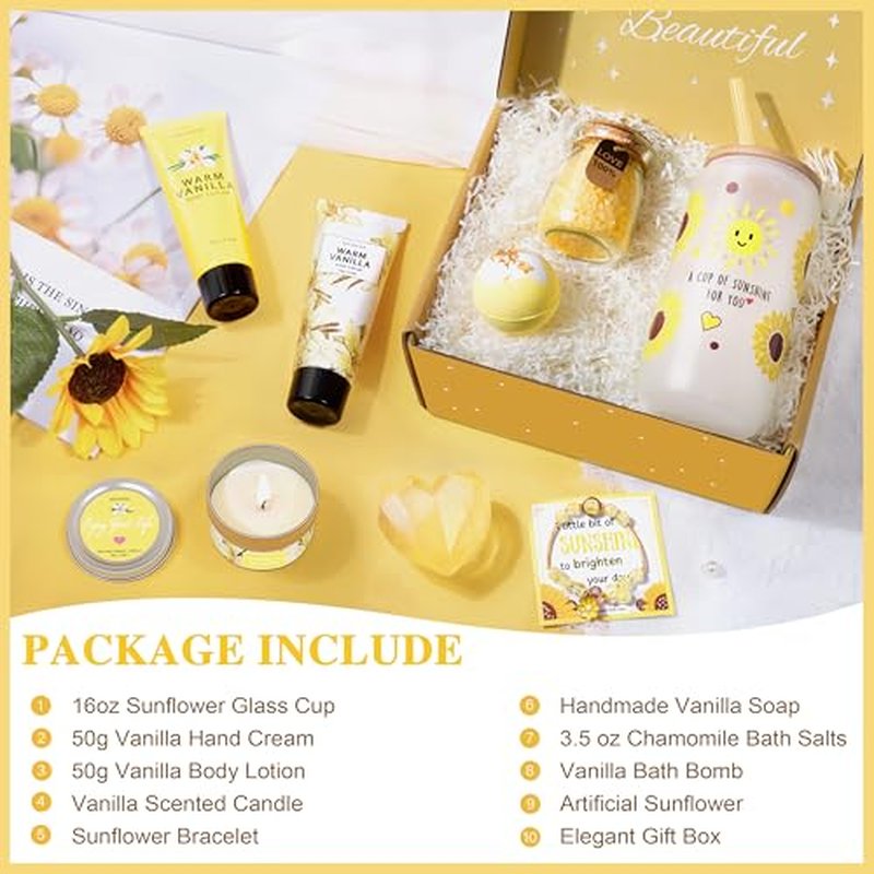 Gifts for Women,Bath and Body Gift 10 pcs Warm Vanilla Self Care Set for Friends,Her,Bestie,Mom,Wife Christmas Birthday Gifts