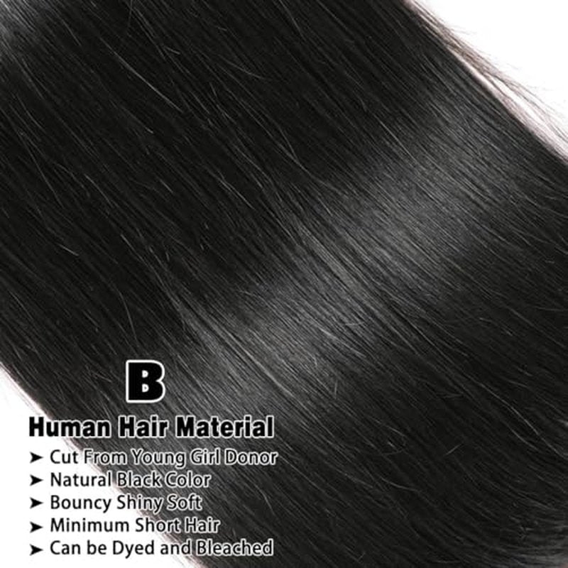 12A Straight Bundles Human Hair,100% Unprocessed Human Hair Brazilian Virgin Straight 3 Bundles Deals Real Natural Black Color Hair Extensions for Women 20 22 24 Inch